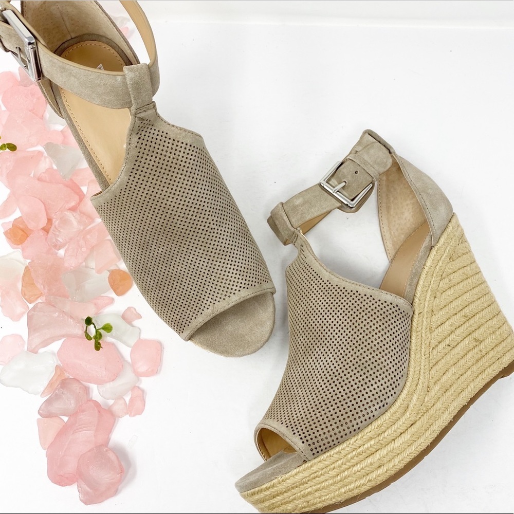 Marc Fisher Alison Leather Espadrille Wedges Sz 10